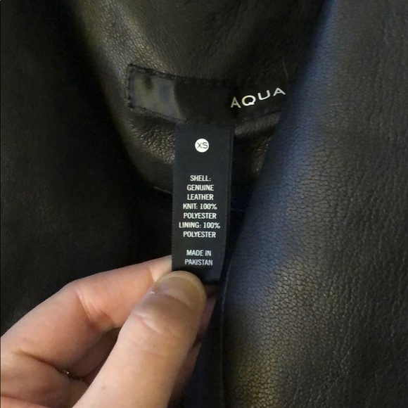 Aqua Black real Leather Jacket XS - Picture 14 of 16